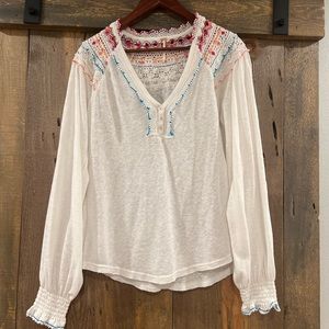 FP Free People Siesta Fiesta Embroidered Top Small